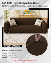 Lukzer Polyester Sofa Cover  Plain Brown (SC-031-01)