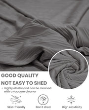 Lukzer Pastel Shades Textured Sofa Cover - Dark Grey Wavy Stripes (SC-147-01)