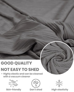 Lukzer Pastel Shades Textured Sofa Cover - Dark Grey Wavy Stripes (SC-147-01)