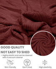 Lukzer Pastel Shades Textured Sofa Cover - Deep Maroon Zigzag (SC-138-01)