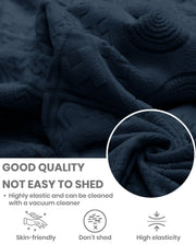 Lukzer Pastel Shades Textured Sofa Cover - Marine Blue Tribal Design (SC-136-01)