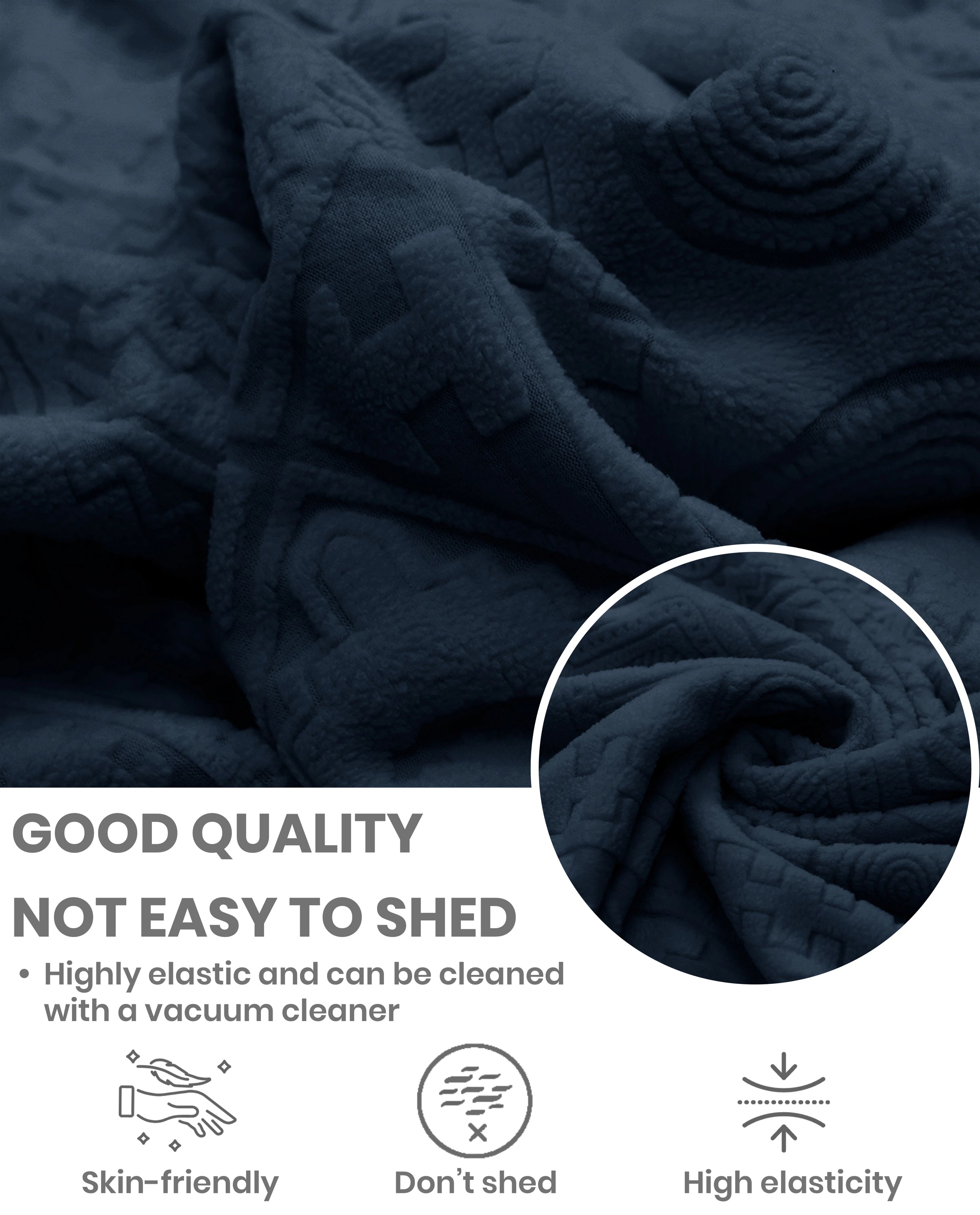 Lukzer Pastel Shades Textured Sofa Cover - Marine Blue Tribal Design (SC-136-01)