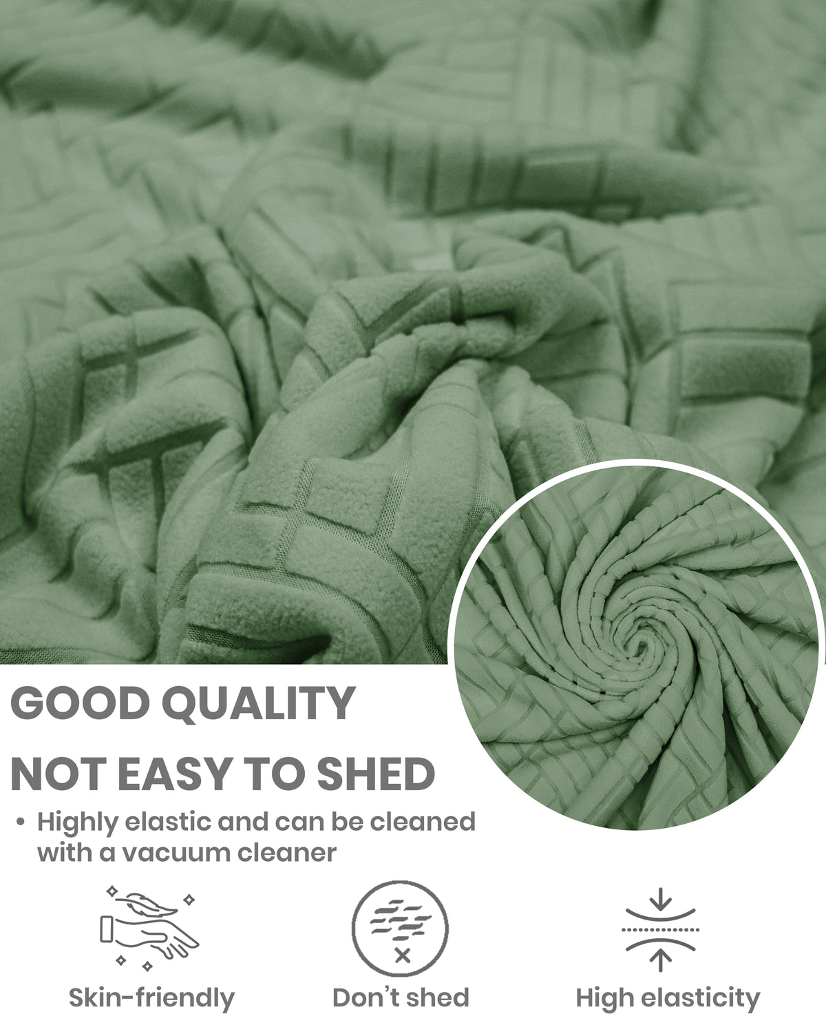 Lukzer Pastel Shades Textured Sofa Cover - Green Abstract (SC-167-01)