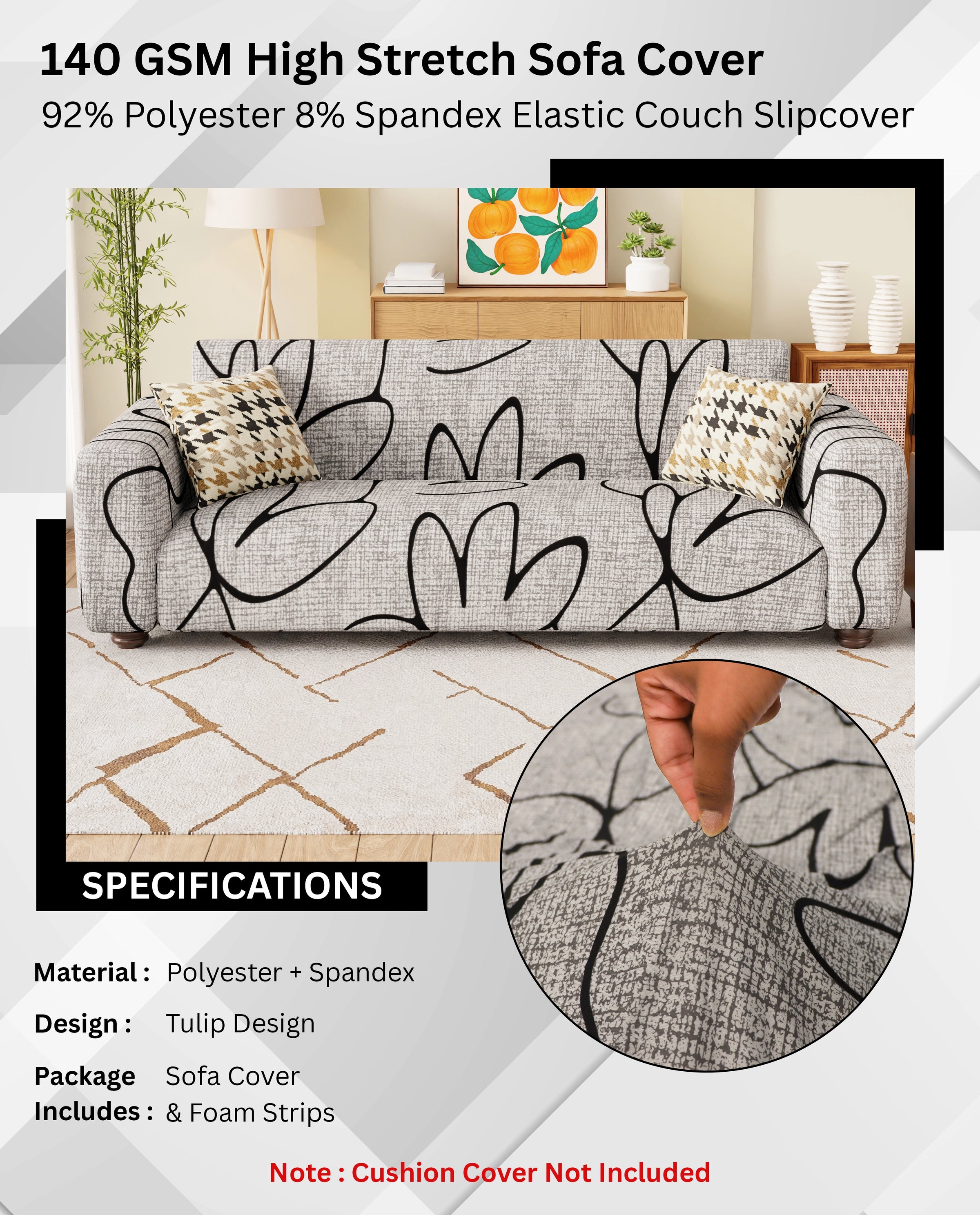 Lukzer Polyester Sofa Cover Tulip (SC-016-01)