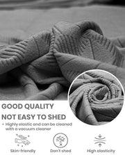 Lukzer Pastel Shades Textured Sofa Cover - Dark Grey Starlight Grid (SC-140-01)