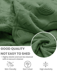 Lukzer Pastel Shades Textured Sofa Cover - Green Tribal Design (SC-071-01)