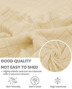 Lukzer Pastel Shades Textured Sofa Cover - Yellow Tangled Lines (SC-119-01)