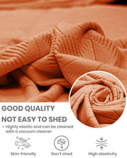 Lukzer Pastel Shades Textured Sofa Cover - Orange Starlight Grid (SC-142-01)