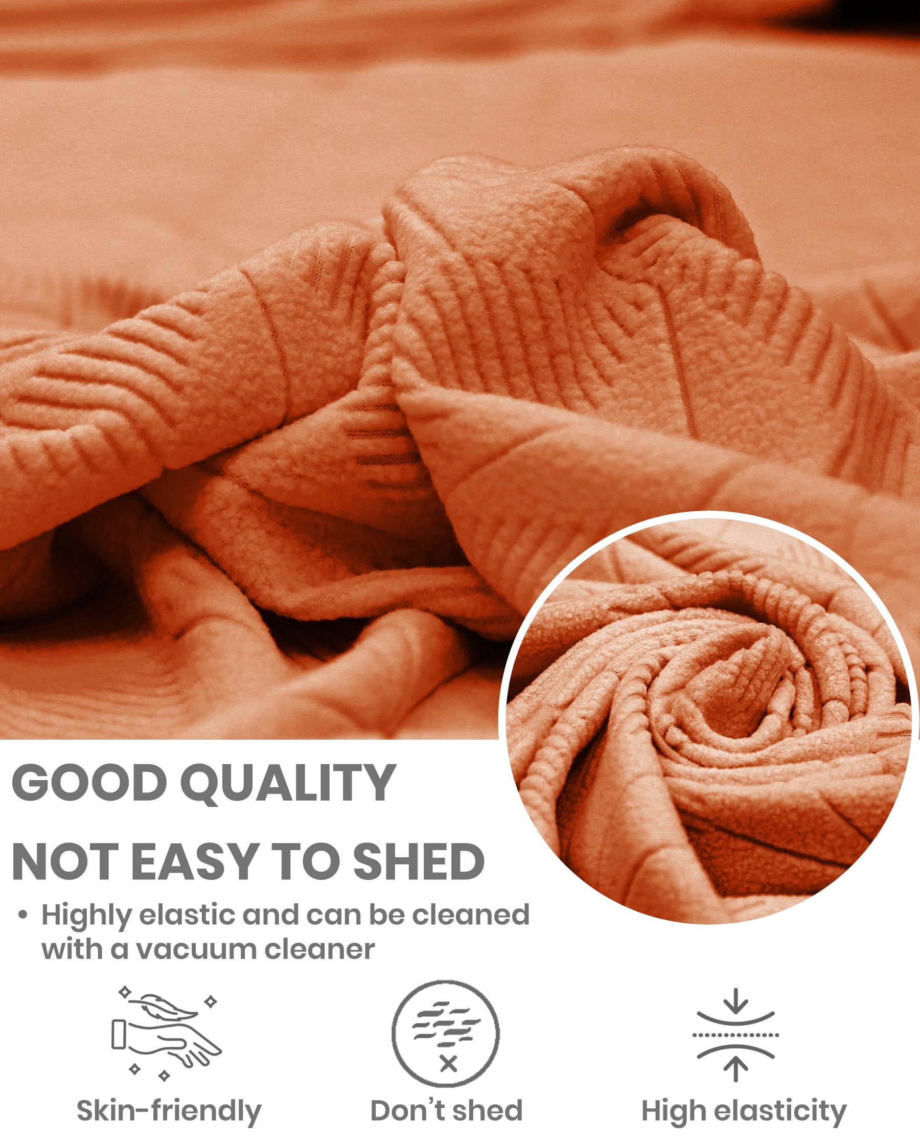 Lukzer Pastel Shades Textured Sofa Cover - Orange Starlight Grid (SC-142-01)