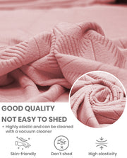 Lukzer Pastel Shades Textured Sofa Cover - Pink Starlight Grid (SC-144-01)