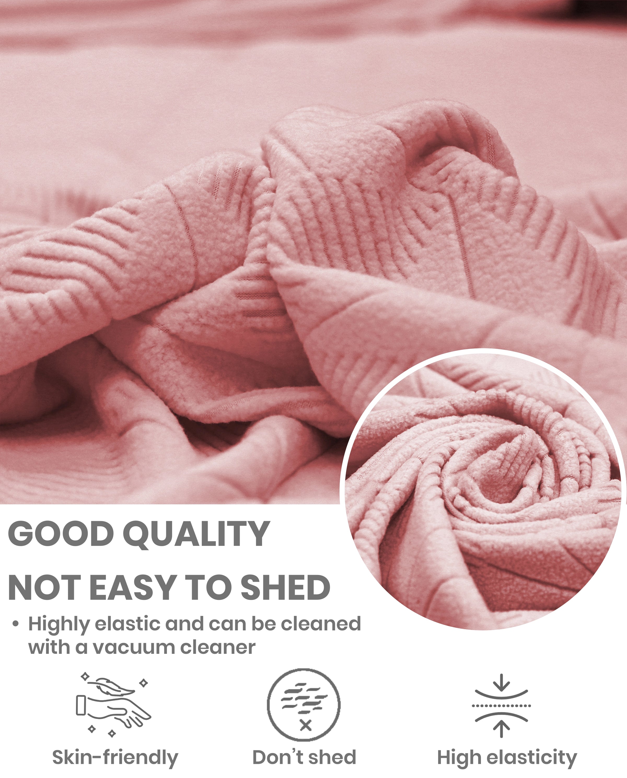 Lukzer Pastel Shades Textured Sofa Cover - Pink Starlight Grid (SC-144-01)