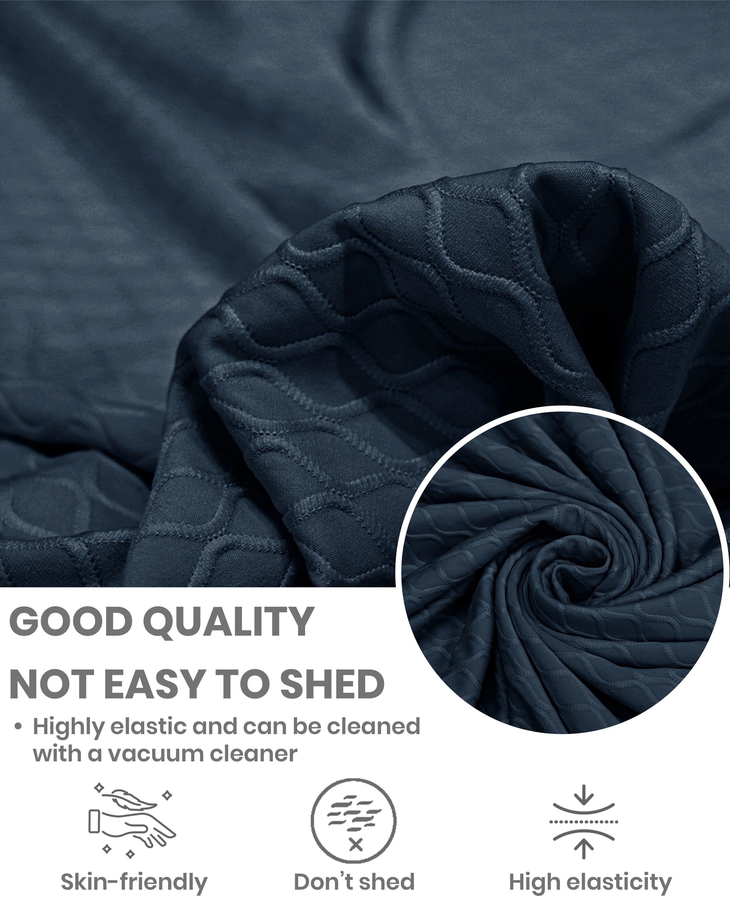 Lukzer Pastel Shades Textured Sofa Cover - Marine Blue Curved Diamond (SC-152-01)