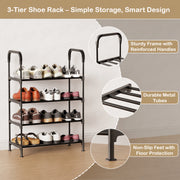 Lukzer 4-Tier Metal & Plastic Space-Saving Shoe Organizer Rack (MSR-004/Black)