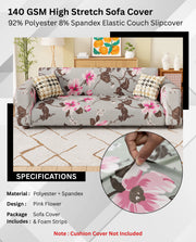 Lukzer Polyester Sofa Cover Pink Flower (SC-013-01)