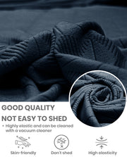 Lukzer Pastel Shades Textured Sofa Cover - Marine Blue Starlight Grid (SC-146-01)