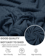 Lukzer Pastel Shades Textured Sofa Cover - Marine Blue Abstract (SC-173-01)