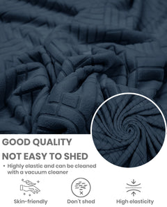 Lukzer Pastel Shades Textured Sofa Cover - Marine Blue Abstract (SC-173-01)