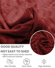 Lukzer Pastel Shades Textured Sofa Cover -  Deep Maroon Ripple Lines (SC-165-01)