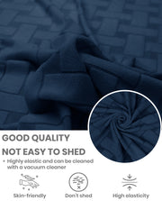Lukzer Pastel Shades Textured Sofa Cover - Marine Blue Basket Weave (SC-117-01)