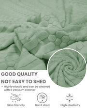 Lukzer Pastel Shades Textured Sofa Cover - Green Dotted Stripe (SC-066-01)