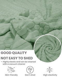 Lukzer Pastel Shades Textured Sofa Cover - Green Dotted Stripe (SC-066-01)
