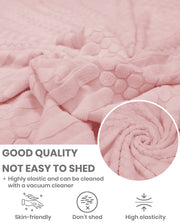 Lukzer Pastel Shades Textured Sofa Cover - Pink Dotted Stripe (SC-068-01)