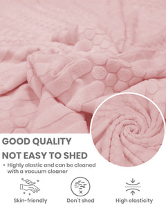 Lukzer Pastel Shades Textured Sofa Cover - Pink Dotted Stripe (SC-068-01)