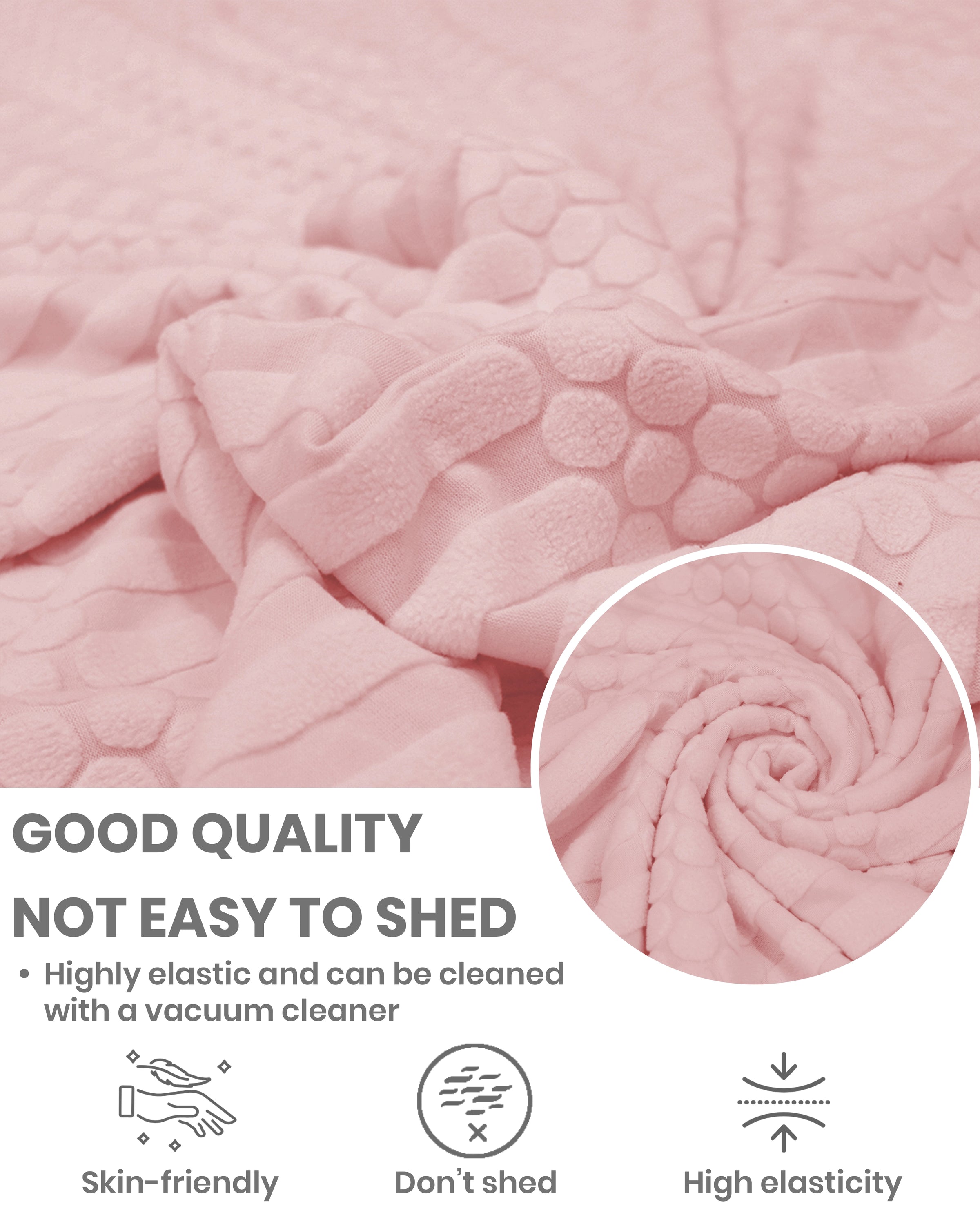 Lukzer Pastel Shades Textured Sofa Cover - Pink Dotted Stripe (SC-068-01)