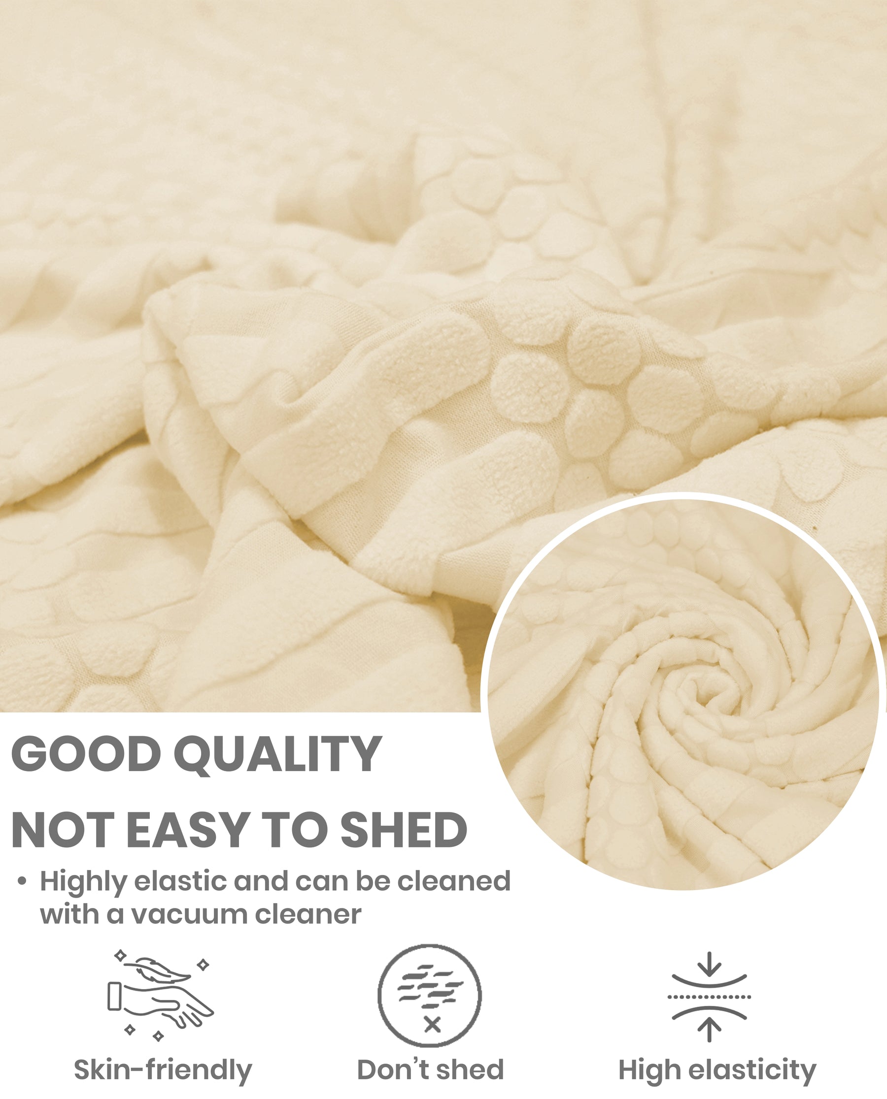 Lukzer Pastel Shades Textured Sofa Cover - Yellow Dotted Stripe (SC-070-01)