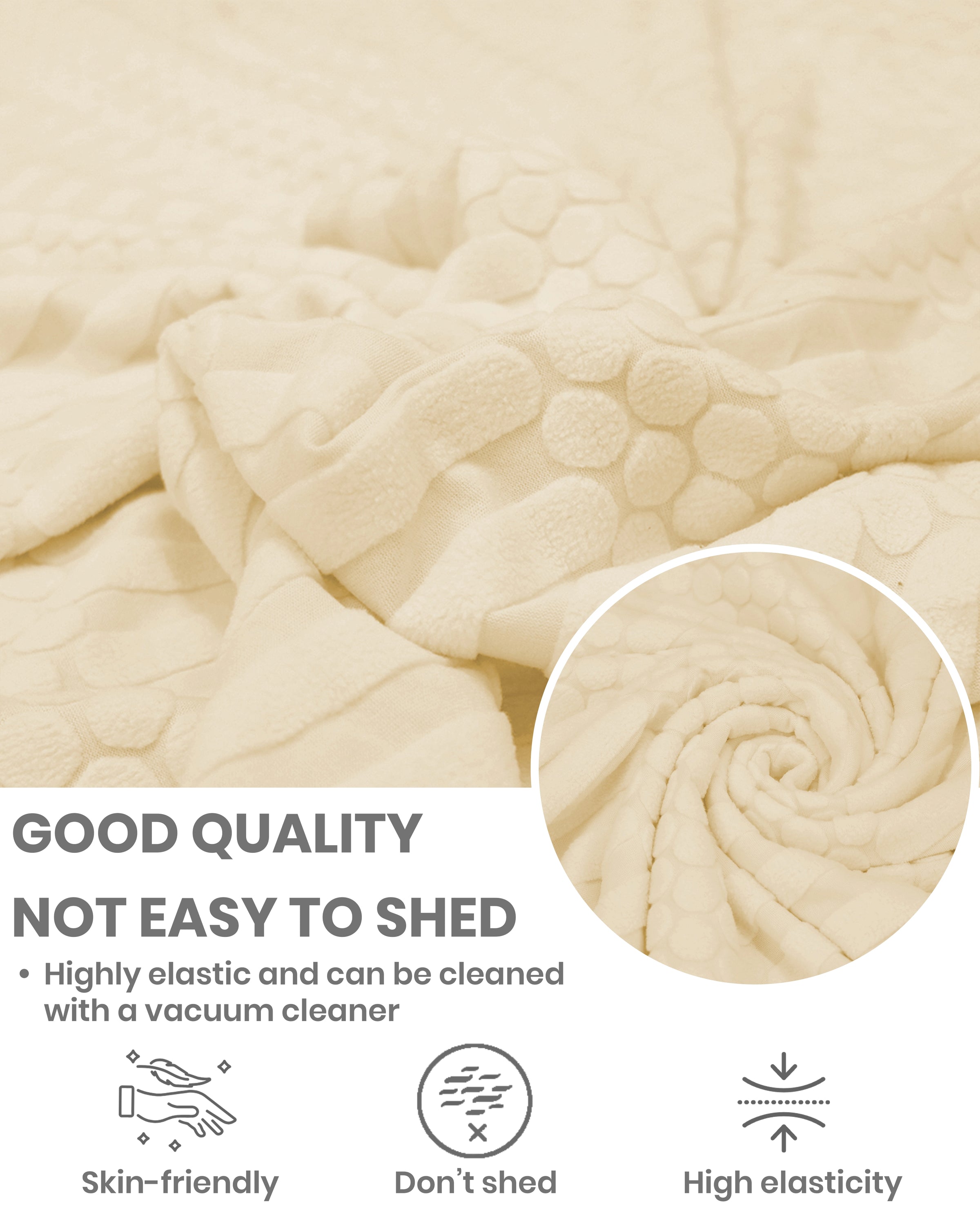 Lukzer Pastel Shades Textured Sofa Cover - Yellow Dotted Stripe (SC-070-01)