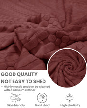 Lukzer Pastel Shades Textured Sofa Cover - Deep Maroon Dotted Stripe (SC-132-01)