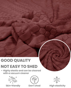 Lukzer Pastel Shades Textured Sofa Cover - Deep Maroon Dotted Stripe (SC-132-01)