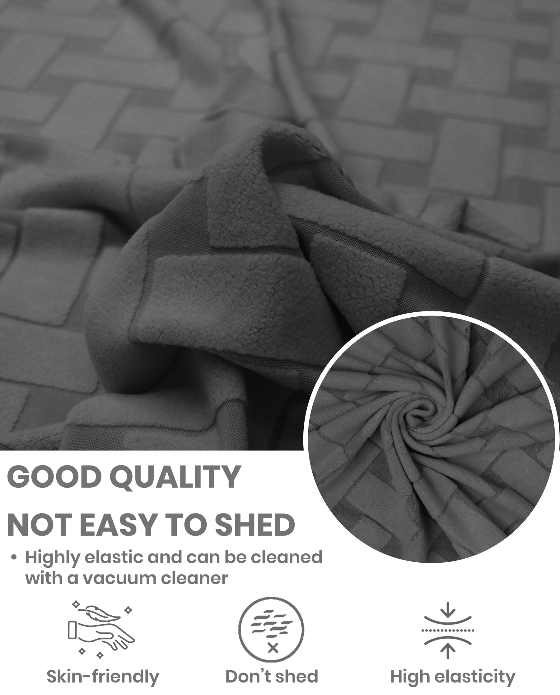Lukzer Pastel Shades Textured Sofa Cover -  Dark Grey Basket Weave (SC-111-01)