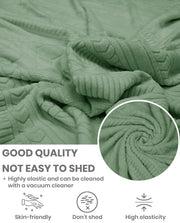 Lukzer Pastel Shades Textured Sofa Cover - Green Zigzag (SC-076-01)