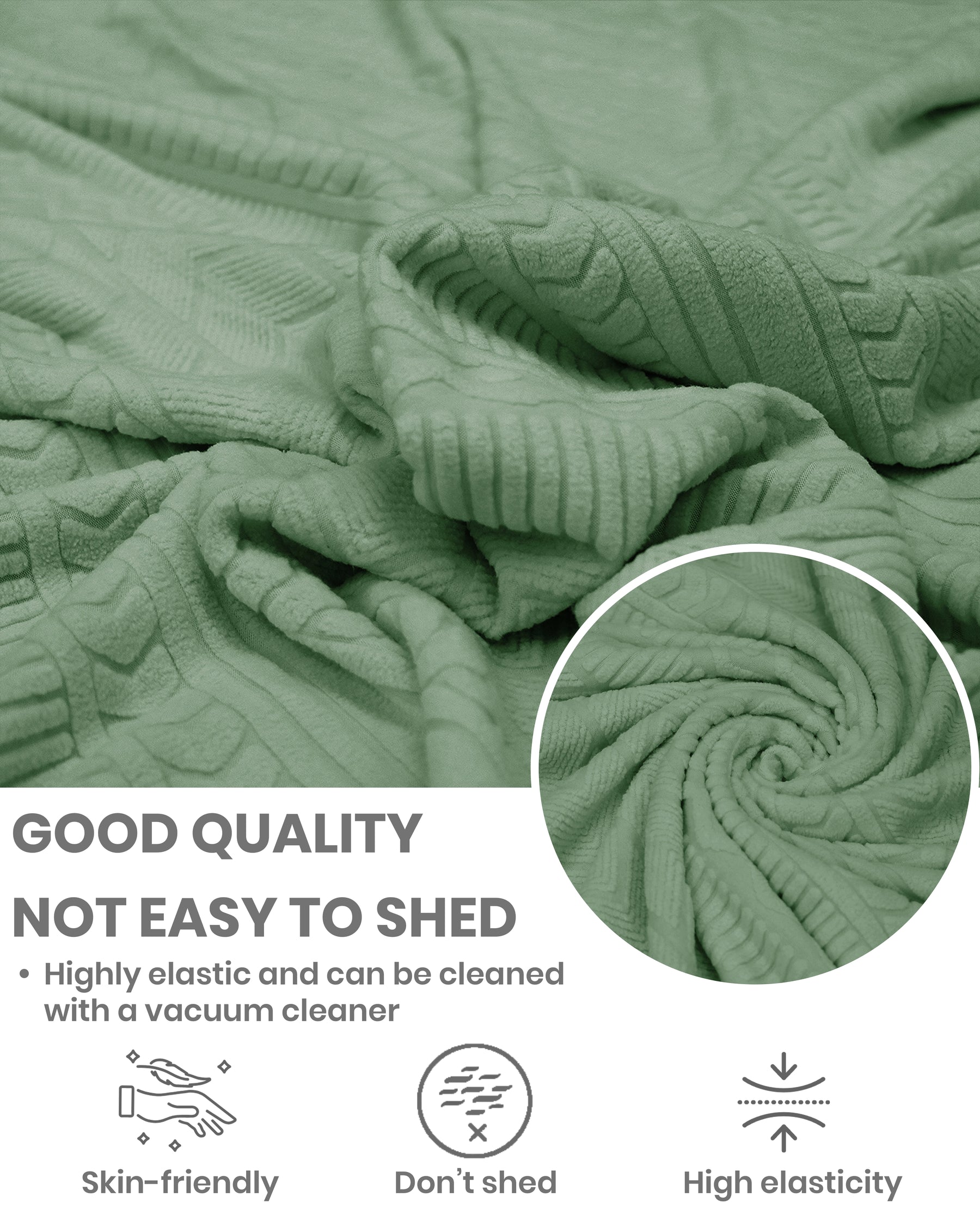 Lukzer Pastel Shades Textured Sofa Cover - Green Zigzag (SC-076-01)
