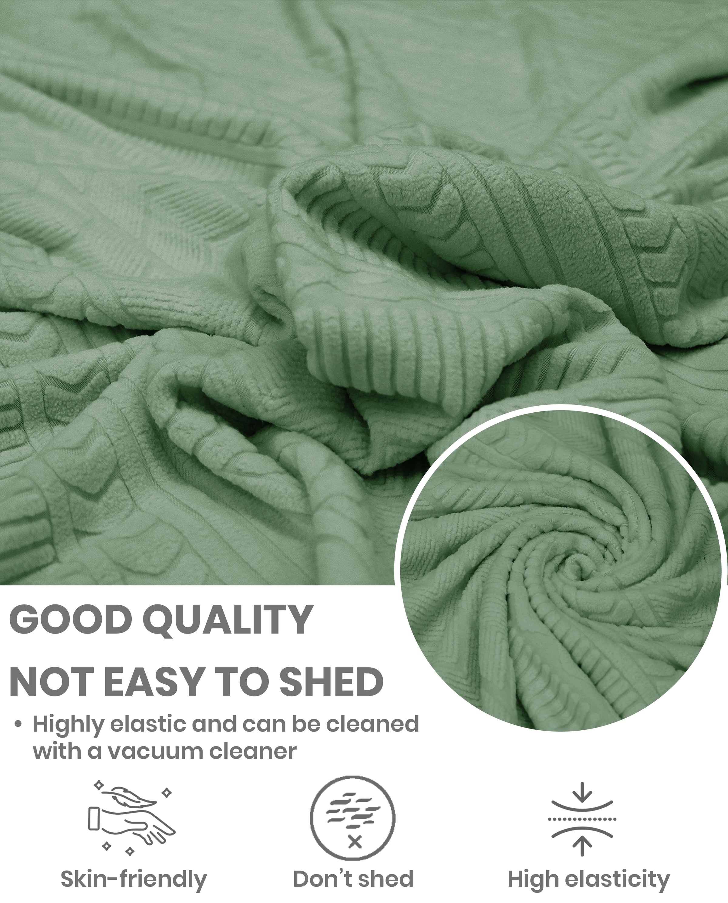 Lukzer Pastel Shades Textured Sofa Cover - Green Zigzag (SC-076-01)