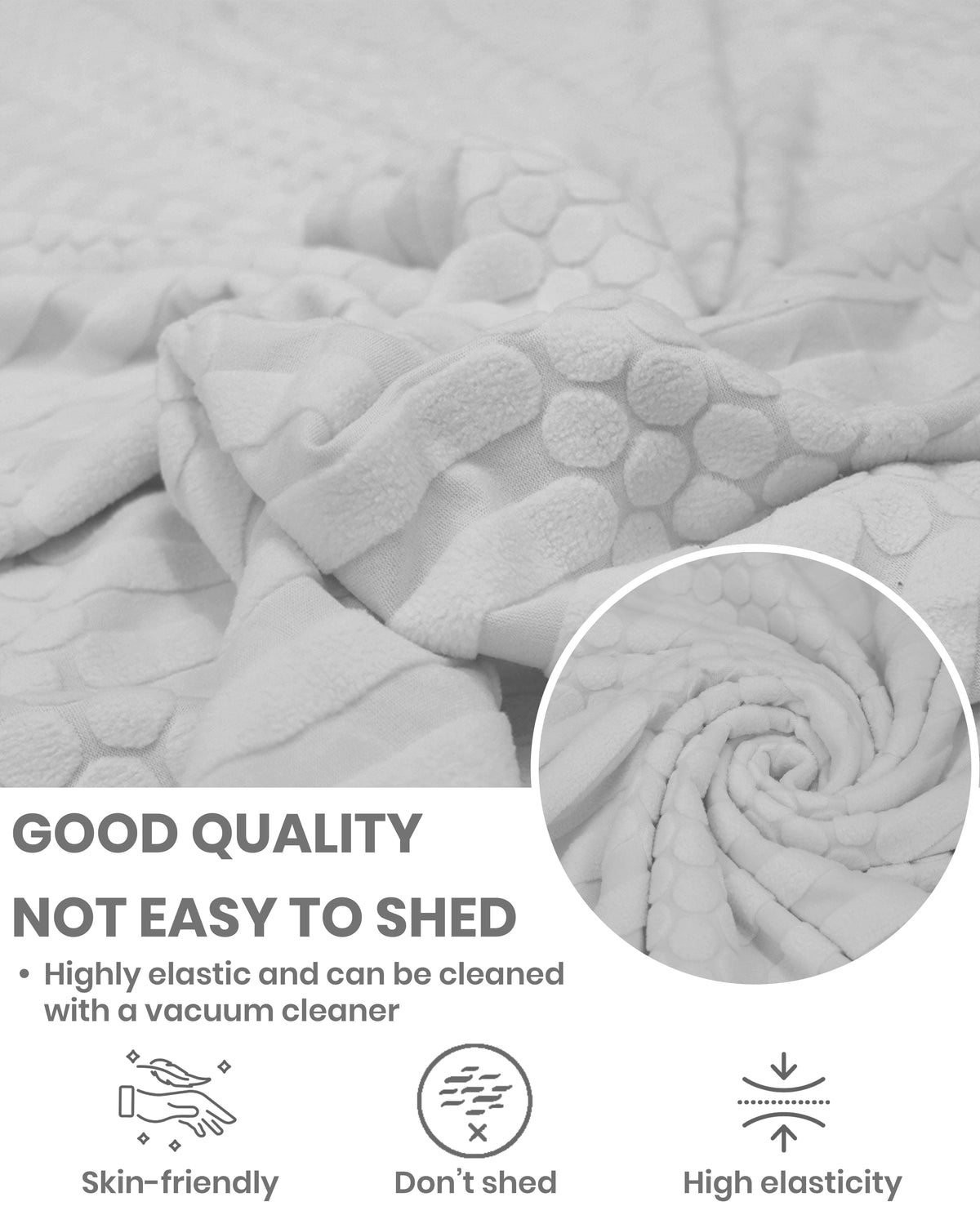 Lukzer Pastel Shades Textured Sofa Cover - Light Grey Dotted Stripe (SC-067-01)