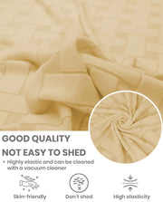 Lukzer Pastel Shades Textured Sofa Cover - Yellow Basket Weave (SC-112-01)