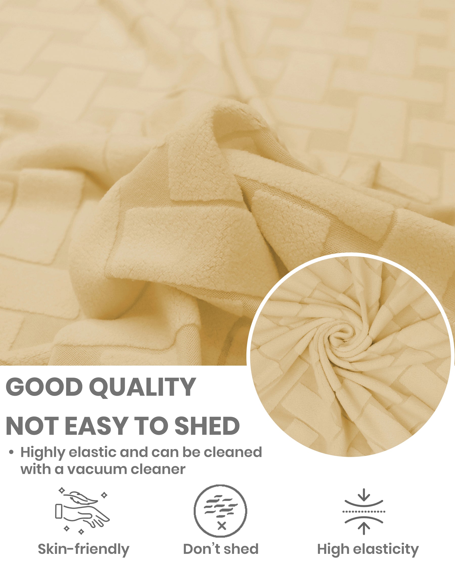 Lukzer Pastel Shades Textured Sofa Cover - Yellow Basket Weave (SC-112-01)