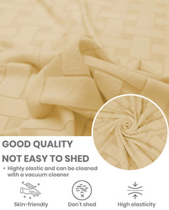 Lukzer Pastel Shades Textured Sofa Cover - Yellow Basket Weave (SC-112-01)