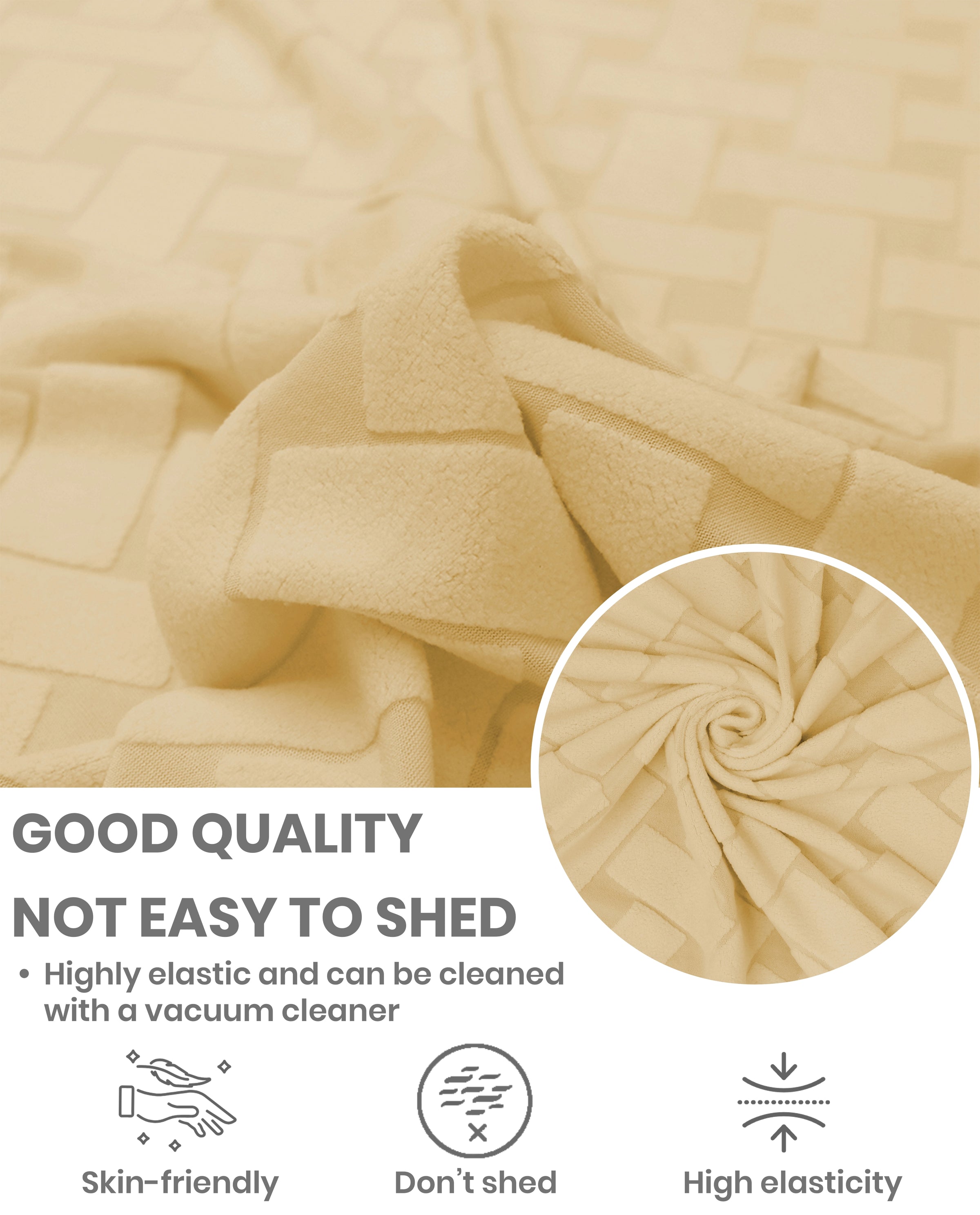 Lukzer Pastel Shades Textured Sofa Cover - Yellow Basket Weave (SC-112-01)