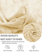 Lukzer Pastel Shades Textured Sofa Cover - Yellow Ripple Lines (SC-163-01)