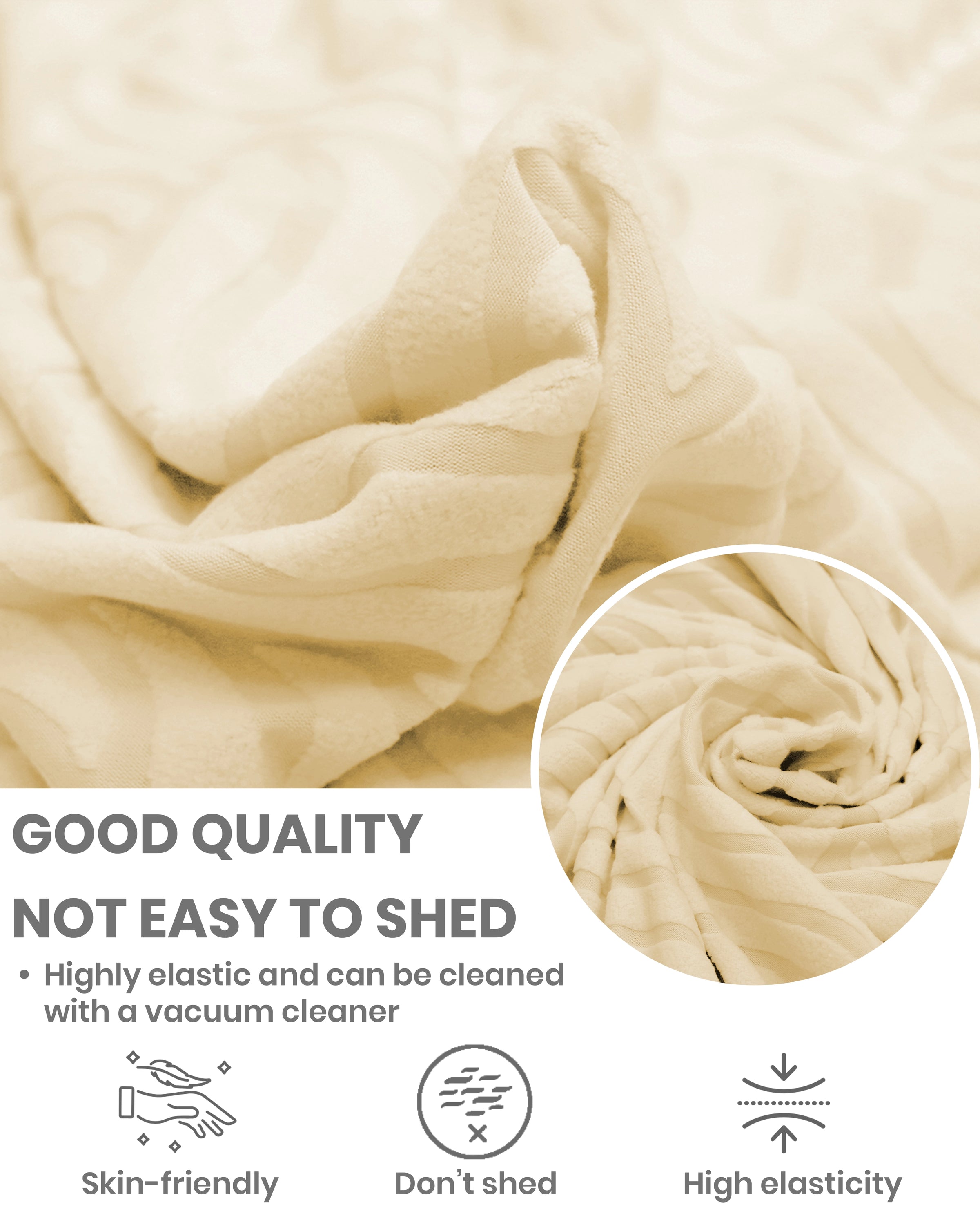 Lukzer Pastel Shades Textured Sofa Cover - Yellow Ripple Lines (SC-163-01)