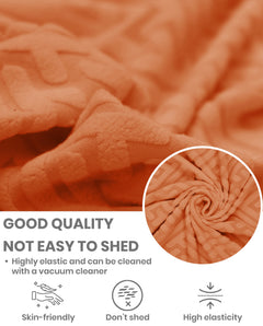 Lukzer Pastel Shades Textured Sofa Cover Orange Grid Maze (SC-106-01)