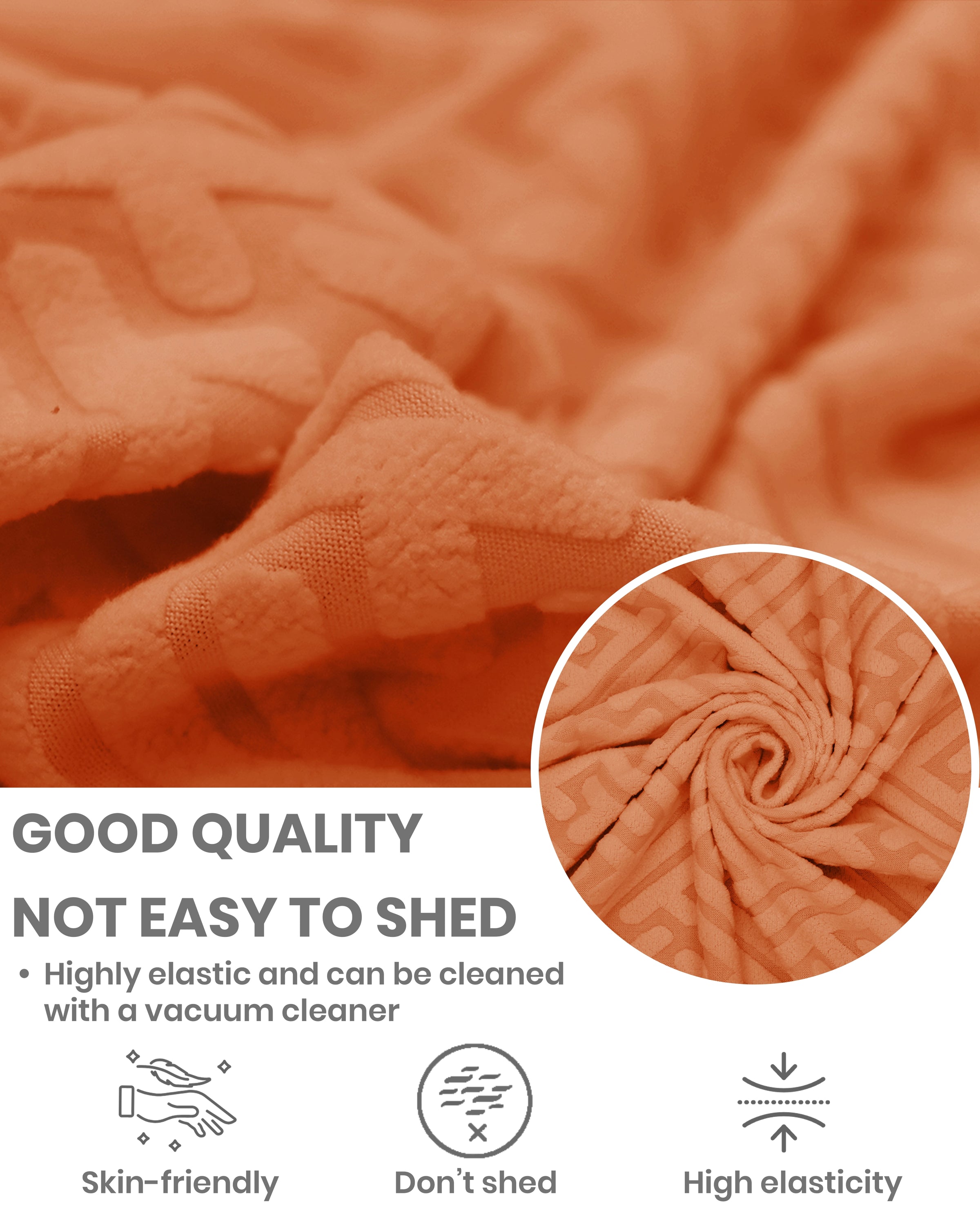 Lukzer Pastel Shades Textured Sofa Cover Orange Grid Maze (SC-106-01)