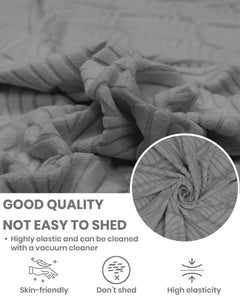 Lukzer Pastel Shades Textured Sofa Cover -  Dark Grey Leaf Trail (SC-125-01)