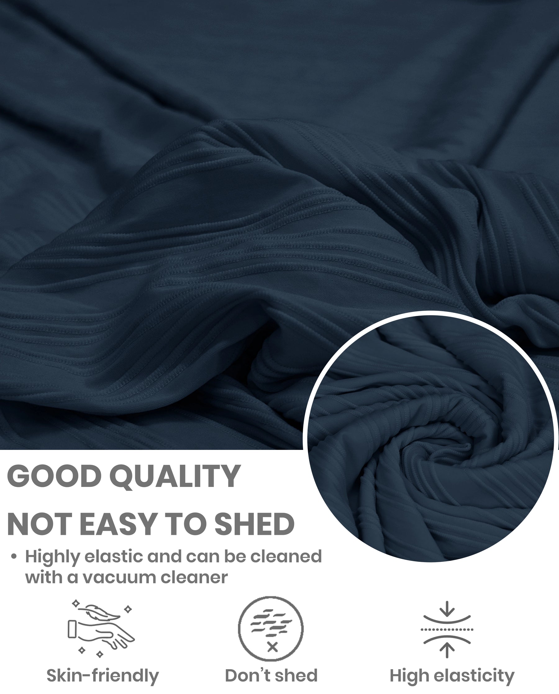 Lukzer Pastel Shades Textured Sofa Cover - Marine Blue Wavy Stripes (SC-149-01)