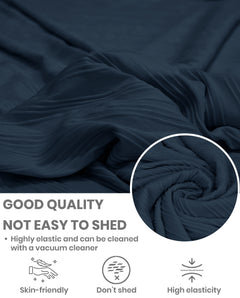 Lukzer Pastel Shades Textured Sofa Cover - Marine Blue Wavy Stripes (SC-149-01)