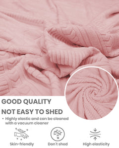 Lukzer Pastel Shades Textured Sofa Cover - Pink Zigzag (SC-078-01)