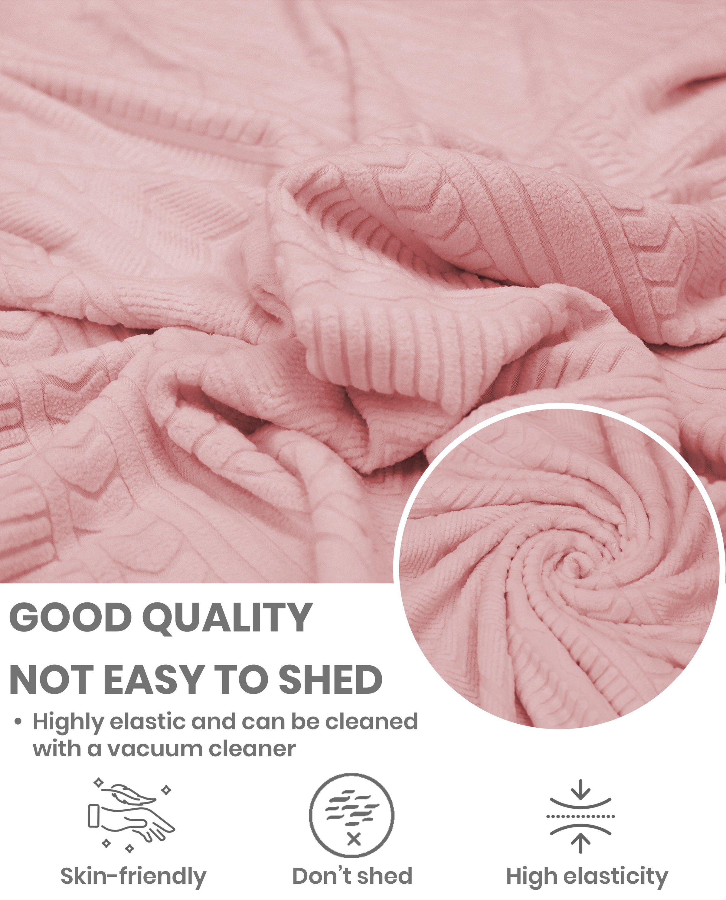 Lukzer Pastel Shades Textured Sofa Cover - Pink Zigzag (SC-078-01)
